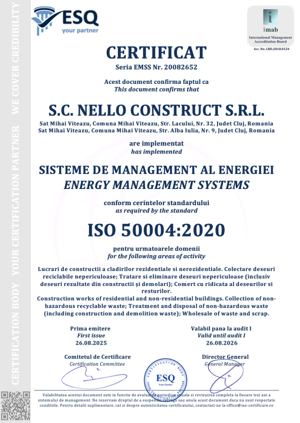 ISO 50004:2020 - Ghid pentru implementarea si imbunatatirea Sistemului de Management al Energiei