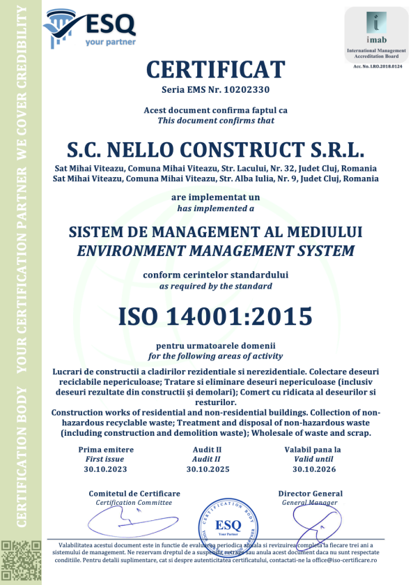 ISO 14001:2015 - Sistem de Management de Mediu